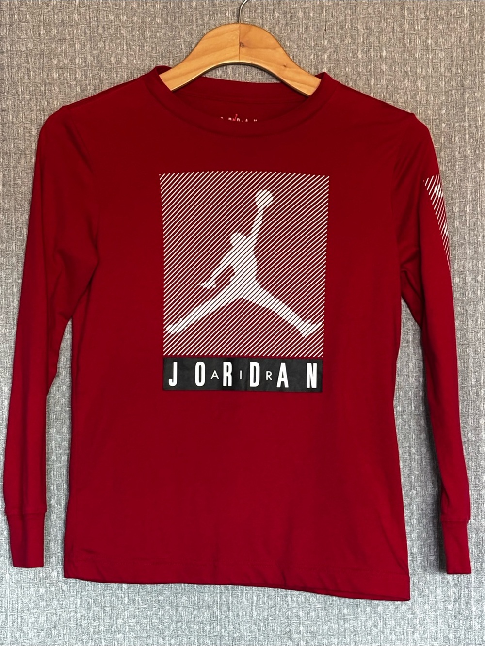 Jordan Kids Long-Sleeve Red Graphic Tee with White Jumpman